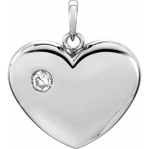 14K White Gold 1/6 CT Natural Diamond Heart Pendant