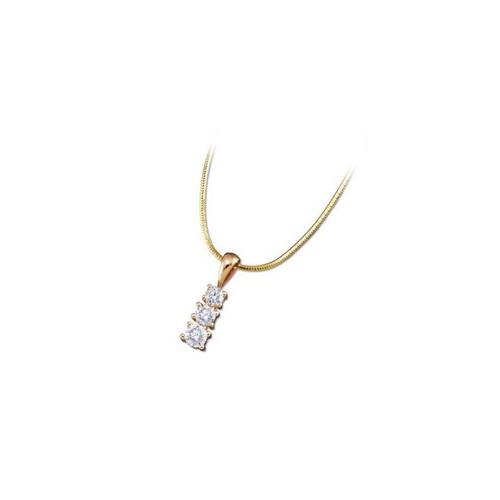 14K Yellow Gold 3/4 CTW Natural Diamond Three-Stone Necklace