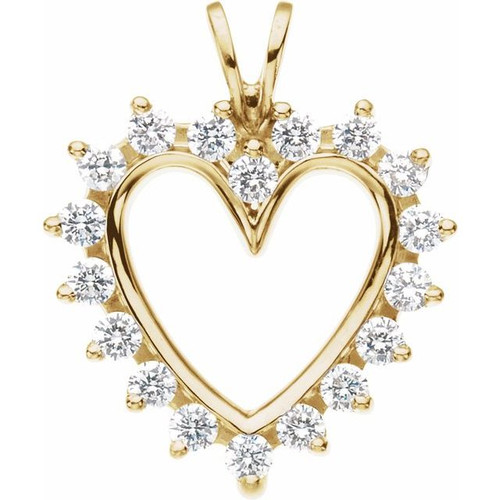 14K Yellow Gold 9/10 CTW Natural Diamond Heart Pendant