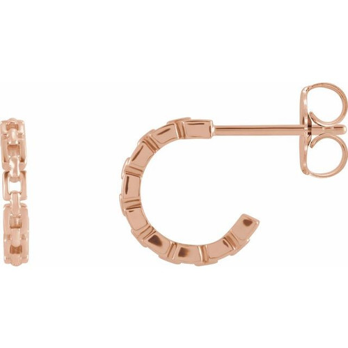 14K Rose Gold Chain Link Huggie Earrings