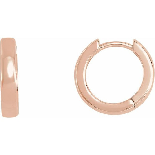 14K Rose Gold Classic Hinged Huggie Hoop Earrings