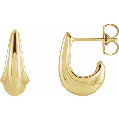 14K Yellow Gold Tapered J-Hoop Earrings
