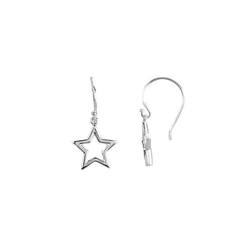 14K White Gold Petite Star Dangle Earrings