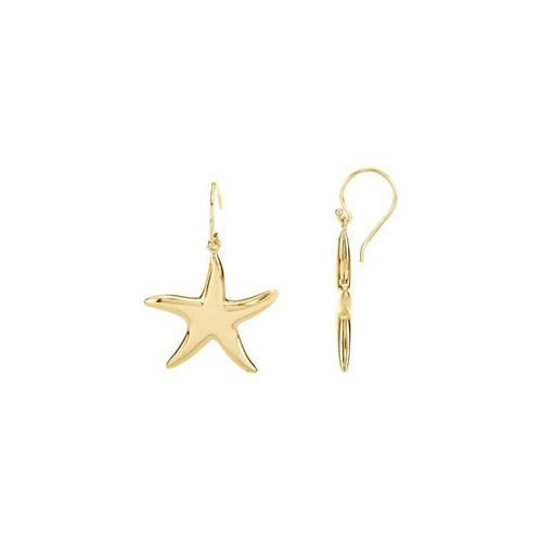 14K Yellow Gold Starfish Dangle Earrings