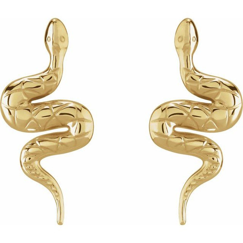 14K Yellow Gold Snake Drop Earrings
