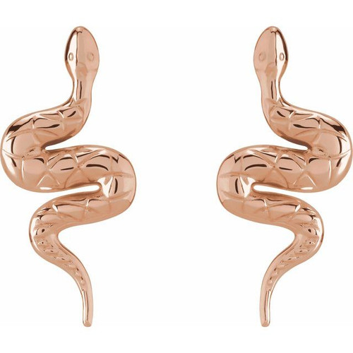 14K Rose Gold Snake Drop Earrings