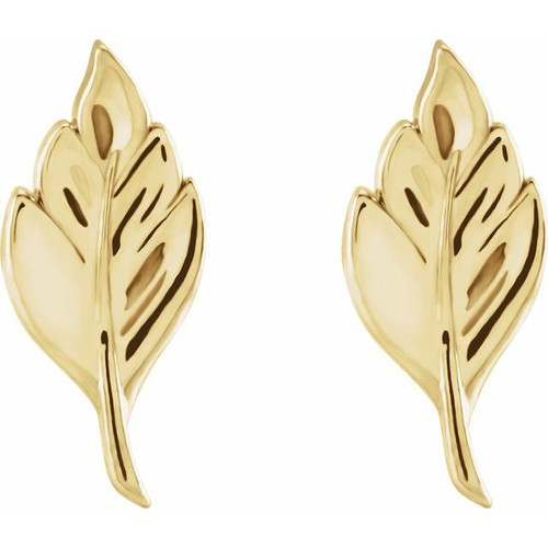 14K Yellow Gold Leaf Drop Earrings