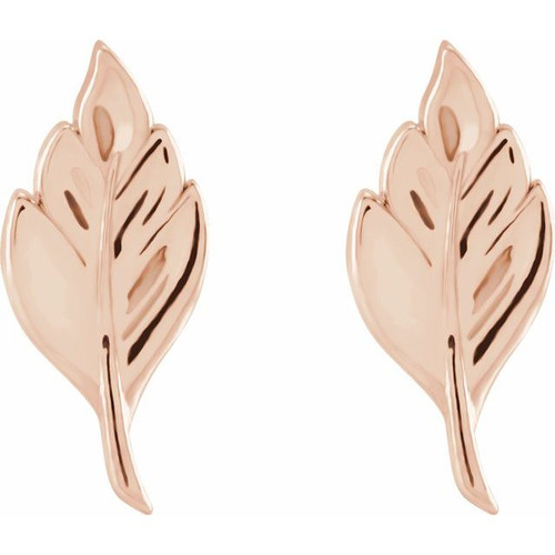 14K Rose Gold Leaf Drop Earrings