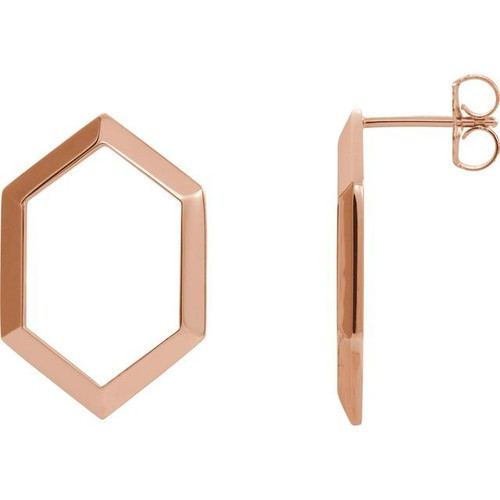 14K Rose Gold Geometric Drop Earrings