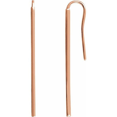 14K Rose Gold Vertical Bar Drop Earrings