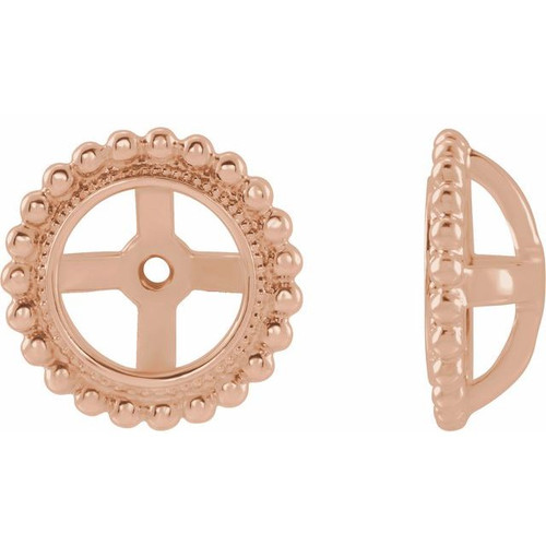 14K Rose Gold Beaded Earring Jackets