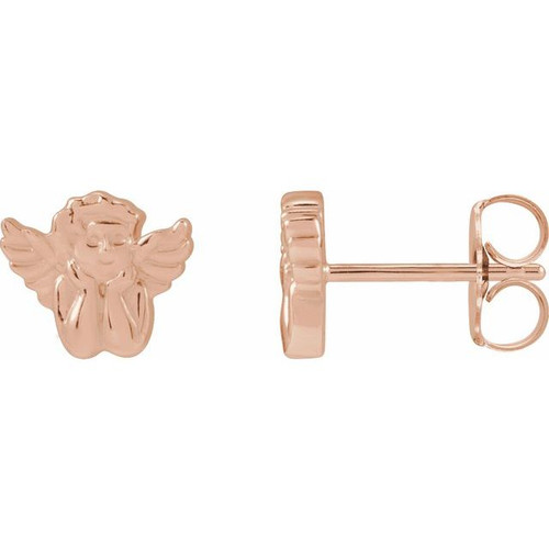 14K Rose Gold Cherub Earrings