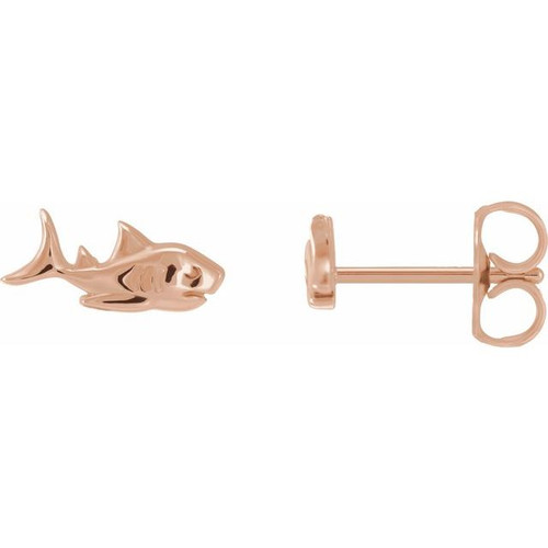 14K Rose Gold Pair Shark Stud Earrings