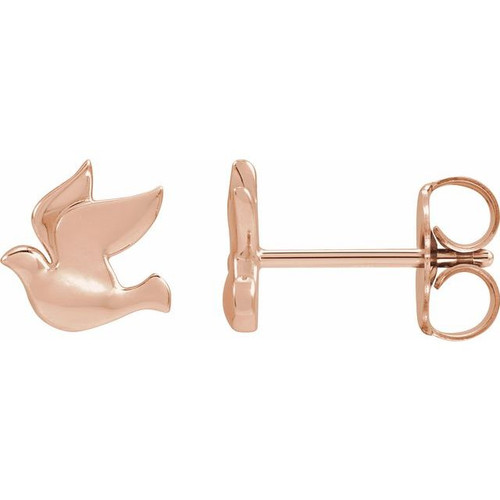 14K Rose Gold Holy Spirit Dove Earrings