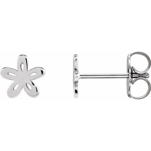 14K White Gold Floral Earrings