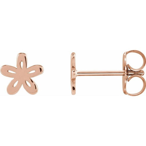 14K Rose Gold Floral Earrings