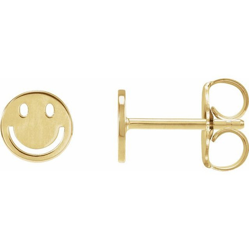 14K Yellow Gold Smiley Face Earrings