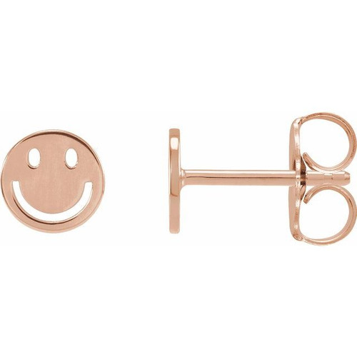 14K Rose Gold Smiley Face Earrings