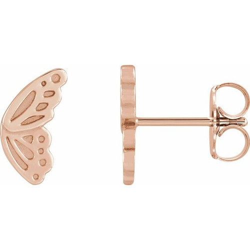 14K Rose Gold Butterfly Wing Earrings