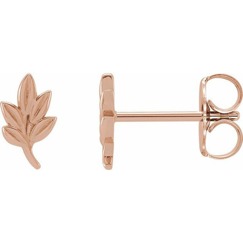 14K Rose Gold Elongated Leaf Earrings