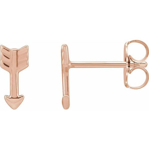 14K Rose Gold Arrow Stud Earrings