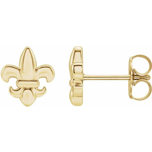 14K Yellow Gold Fleur-de-Lis Earrings