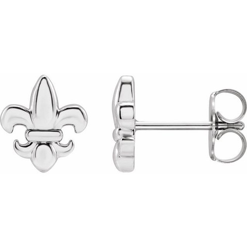 14K White Gold Fleur-de-Lis Earrings