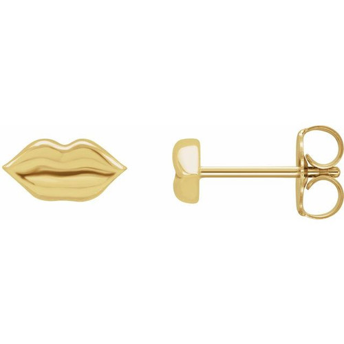 14K Yellow Gold Lip Earrings