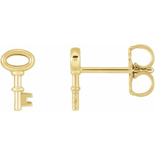 14K Yellow Gold Petite Key Earrings