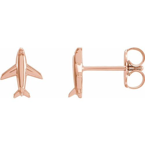 14K Rose Gold Airplane Earrings