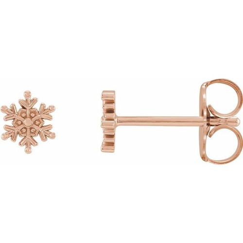 14K Rose Gold Snowflake Stud Earrings