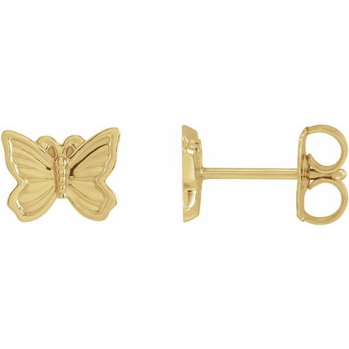 14K Yellow Gold Petite Butterfly Earrings