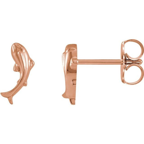 14K Rose Gold Tiny Koi Fish Earrings