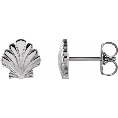 14K White Gold Tiny Shell Earrings