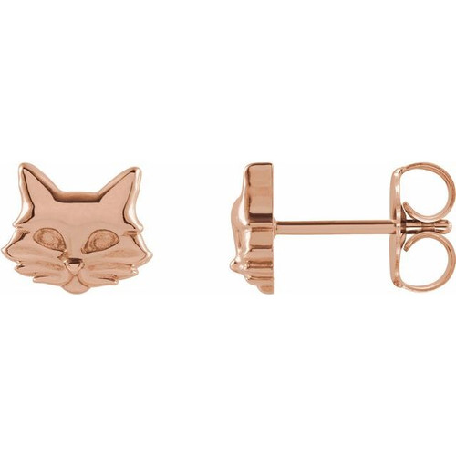 14K Rose Gold Tiny Cat Earrings
