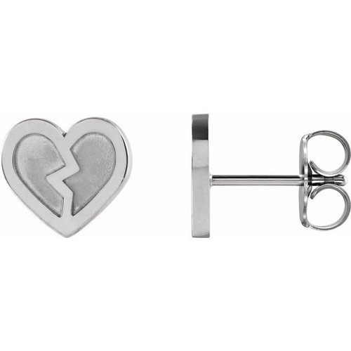 14K White Gold Tiny Heart Earrings