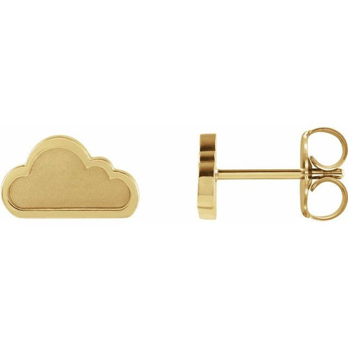 14K Yellow Gold Tiny Cloud Earrings