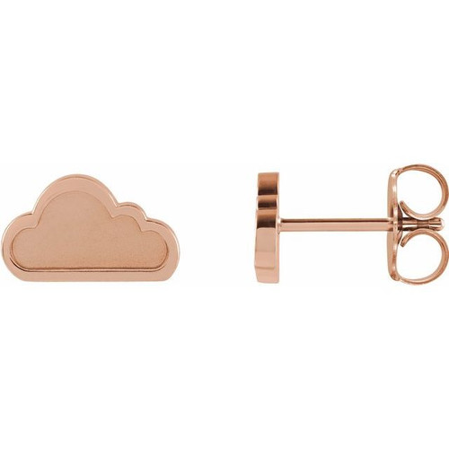 14K Rose Gold Tiny Cloud Earrings