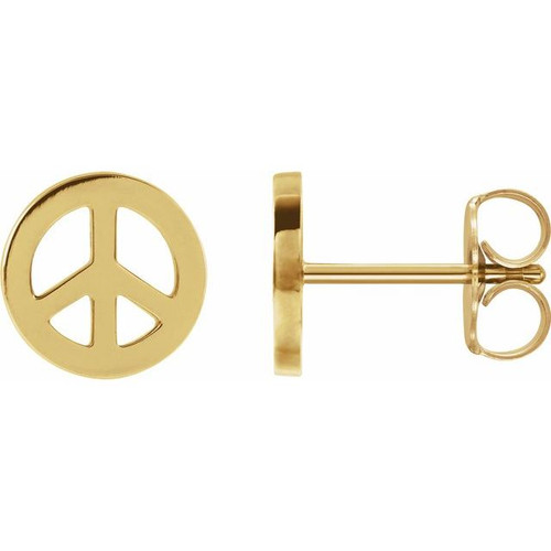 14K Yellow Gold Tiny Peace Earrings