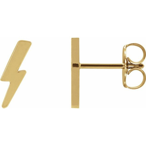 14K Yellow Gold Tiny Lightening Bold Earrings