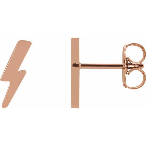 14K Rose Gold Tiny Lightening Bold Earrings