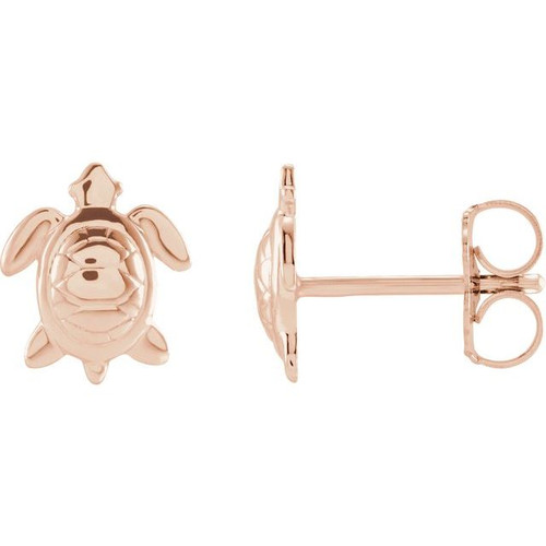 14K Rose Gold Turtle Earrings