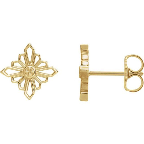 14K Yellow Gold Vintage-Style Geometric Earrings