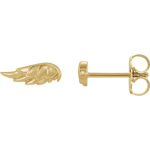 14K Yellow Gold Angel Wing Earrings