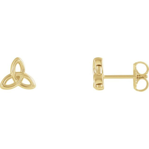 14K Yellow Gold Celtic-Inspired Trinity Earrings