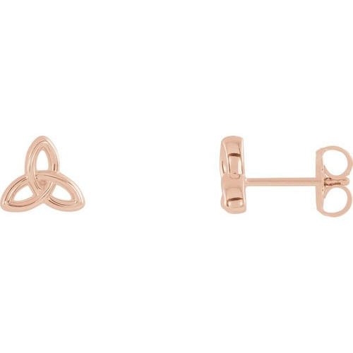 14K Rose Gold Celtic-Inspired Trinity Earrings