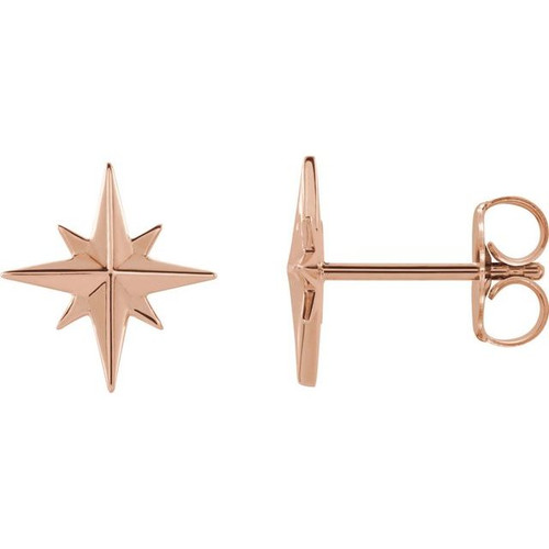 14K Rose Gold Star Earrings