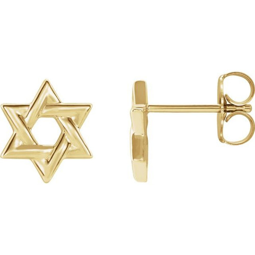 14K Yellow Gold Star of David Earrings