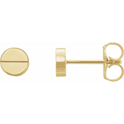 14K Yellow Gold Divided Circle Earrings