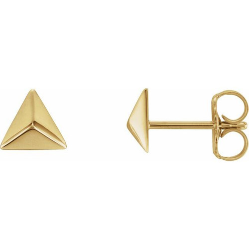 14K Yellow Gold Pyramid Earrings